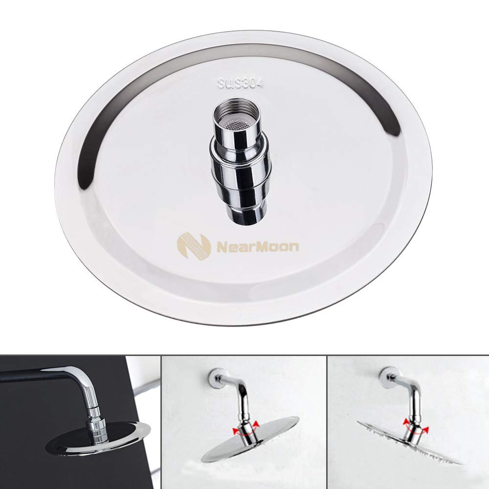 NearMoon Rain Shower Head, Ultra-Thin Design-Pressure Boosting, Awesome Some Experience, High Flow Stainless Steel Rainfall Head (8 Inch,Chrome Finish)