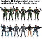 US Army Men and SWAT Team Toy Soldiers Action Figures with Military Weapons Accessories for Kids Boys Girls,12Pcs