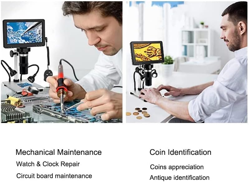 Lab Microscope Accessories 7" LCD Digital Microscope 130X Maginfication 1080P Metal Stand Video Camera(DM10 Professional)