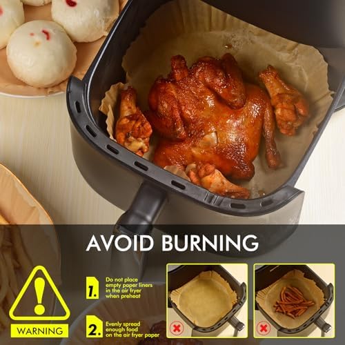 Air Fryer Paper Liners for Ninja, 100Pcs Air Fryer Liners Disposable Non-stick Parchment,Oil-proof Air Fryer Accessories for 3-5 QT Air Fryer, Microwave, Round,6 inch