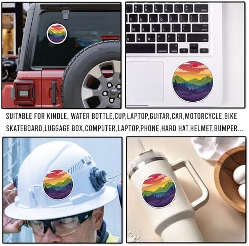 Pack 4PCS Subtle LGBTQ+ Stickers Flag LGBT Pride Mountain Trans Sunset Waterproof Vinyl Decals Decor Laptop Water Bottle Hard Hat Kindle Cars Window Bumper Helmet Tumbler Gifts