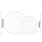 WDF 60pcs Rose Gold Plastic Plates-Baroque White &Rose Gold Disposable Plates including 30Plastic Dinner Plates 10.25inch, 30 Salad Plates 7.5inch for Wedding& Parties