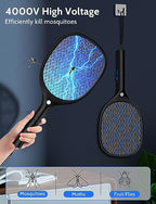YISSVIC Electric Fly Swatter Bug Zapper Racket Rechargeable Mosquito Killer with LED Light for Indoor Home Office Backyard Patio Camping (Black)