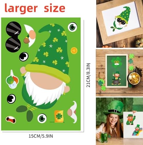 36 Sheets St Patricks Day Stickers, Saint Patricks Make A Face Stickers, Make Your Own St Patricks Day Decorations Accessories for Kids Adults Irish Party Favor Supplies
