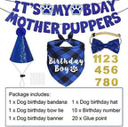 Dog Birthday Party Supplies, Multi Sizes Dog Birthday Bandana Boy Dog Birthday Hat Bow Tie Numbers It’s My Bday Mother Puppers Sign Banner for Large Extra Large Dogs Pets (X-Large, Blue)