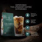 Lifeboost Medium Cold Brew Coffee - Low Acid Coarse Ground Coffee for Cold Brew - Single Origin Non-GMO USDA Organic Cold Brew Coffee Grounds - 3rd Party Tested For Mycotoxins & Pesticides - 12 Ounces