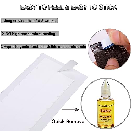120 Pieces Hair Extension Tape Tabs, Double Sided Replacement Tape Adhesive for Hair Extensions Wigs Supplies (Black)
