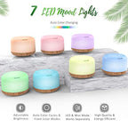 ASAKUKI Essential Oil Diffuser with Essential Oils Set, 500ml Aromatherapy Diffuser - 14 LED Colors & Auto Shut-Off, Top 6 Essential Oils - Lavender Eucalyptus Tea Tree Orange Peppermint Lemongrass