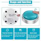 BATVOX Large Talking Button Clock, Talking Alarm Clock with Volume Control, Telling Time and Day of The Week, Alarm, Gift Clock for Mother,Father,Seniors,Elderly,Blind People (Silver&Blue)