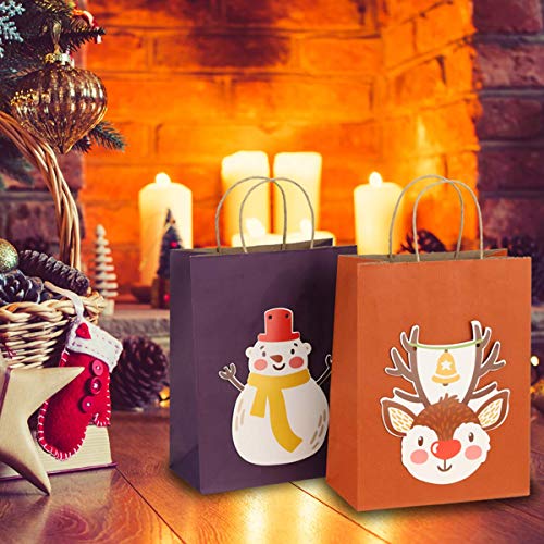 BagDream Gift Bags 8x4.25x10.5 100Pcs Kraft Paper Gift Bags with Handles Bulk, Halloween Party Favor Retail Shopping Craft Bags (Orange)