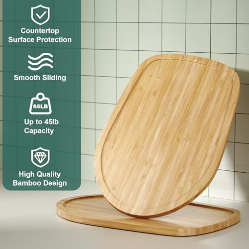 Food-Grade Bamboo Mixer Slider for KitchenAid 4.5-5 Qt Tilt Head Stand Mixer, Appliance Sliding Mat for Kitchenaid Artisan, Kitchen Countertop Storage Accessories Mixer Moving Tray Attachments