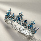 SWEETV Queen Crown for Women - Baroque Wedding Tiaras and Crowns, Jeweled Costume Tiara Princess Crown, Prom Birthday Party Halloween Hair Accessories,Blue