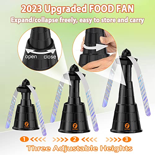IPLUCKER Fly Fans for Tables 4 Packs,Fly Fan for Outdoor Table Adjustable Table Fly Fans,Hangable Fly Fans with Holographic Blade,Table Food Fan Fly Fan for Indoor Picnic Restaurant
