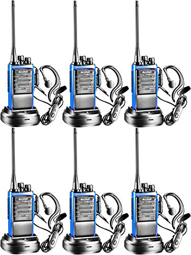 Arcshell Rechargeable Long Range Two-Way Radios with Earpiece 6 Pack Arcshell AR-6 Walkie Talkies Li-ion Battery and Charger Included