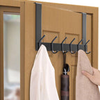 DOKU 2Pack Over The Door Hook, Heavy Duty Over Door Hanger Holder for Coat Robe Hat Clothe Towels Hanging, Bathroom Organizer Towel Rack 12 Hooks, Matte Black