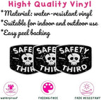 (3PCS) Safety Third Sticker Safety 3rd Funny Hard Hat Sticker Skull Warning 3" Die-Cut Waterproof Vinyl Sticker for Helmet Toolbox Water Bottle Phone Case Laptop Car (3 Inches)