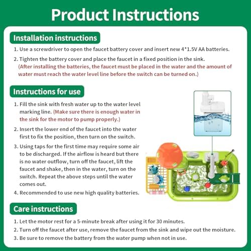 Play Sink with Running Water, Kitchen Play Sink Toy with Electric Faucet, Play Kitchen Accessories, Floating Pool Toys & Fishing Game, Kids Pretend Play-Dishwasher Play Set for Boys Girls Toddlers