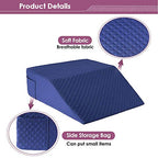 Wedge Pillow Cover case Leg Elevation Pillowcase Knee Post-Surgery Bed Wedge Replacement case with Pocket (Cover Only) - 24x21x8 Pillow Protector