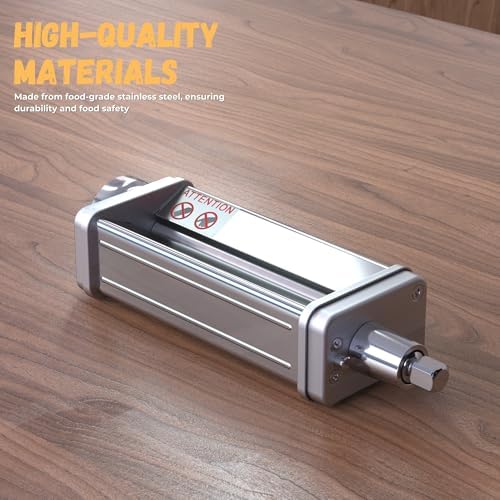Pasta Roller, Pasta Maker Attachment Compatible with KitchenAid Stand Mixer, 8 Thickness Adjustable Pasta Roller, Stainless Steel Pasta Maker Replacement, Medium, Silver