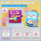 2-Pack Funny Case for Airpods 4 Cute (2024), 3D Cartoon Cute Airpods 4 Case Food Design Silicone Cover Compatible for Airpods 4 Case Airpod 4 Accessories with Keychain(Sport Water & Purple Potato)