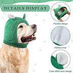 Quiet Ears for Dogs, Dog Ear Muffs Noise Protection Knitted Dog Hats Pet Ears Warm Dog Ear Cover Winter Hat Dog Snood Head Wrap Bunny Costume for Medium to Large Dogs Cats Pets (Green)