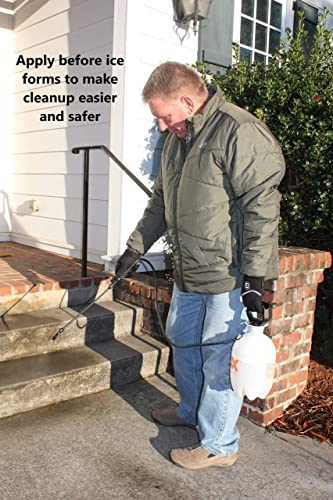 Chloride Free Liquid Ice Blocker: Safe for Pets, Plants and The Environment. Easy to use and Store, cuts cleanup time by eliminating ice Removal. One Gallon Replaces 120 pounds of ice melt.