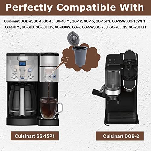 KEEPOW 4PCS Reusable Filter Cup for Cuisinart Coffee Maker Filter Replacement Parts, Reusable Coffee Filters for Cuisinart Single Serve Coffee Maker for HomeBarista Reusable Filter Cup