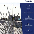 Bird-X (STS-10-R) STAINLESS STEEL SPIKES-10' Standard, 10 feet, Silver
