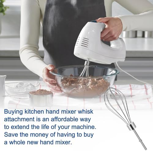 Replacement KitchenAid Hand Mixer Whisk Attachments Suitable For Kitchenaid Immersion Blender Whisk KHMPW Stainless Steel Hand Mixer Beater - (2PCS)