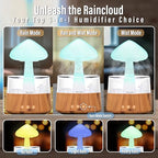 Rain Cloud Humidifier Water Drip Bluetooth Speaker, Mushroom Aromatherapy Essential Oils Diffuser with 7 LED Night Light-Gloomy Rainfall & Raindrops Relaxing Sound for deep Sleep in Bedroom (Wood)