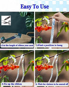 Whtawtaw 2 Rolls 328 FT Bird Scare Type Ribbon, Deterrent Visual Audible Reflective Tape to Keep Away Birds, Holographic Eco-Friendly Double Sided Flash Tape for Outdoor, Garden, Balcony