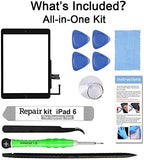 for iPad 6 (6th Gen 2018) A1893 A1954 Screen Replacement Glass Touch Digitizer Repair Kit with Home Button & Tools - Only for iPad 6 6th Generation (Black)