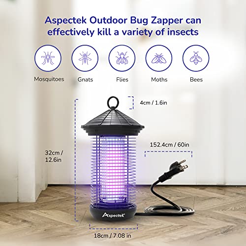 ASPECTEK Bug Zapper Outdoor 20W, Electric Mosquito Zapper, Insect Fly Zapper, Effective UV Light Fly Killer for Outdoor use, Waterproof, Up to 1000sq. FT Coverage for Camping, Patio, Garden, BBQ