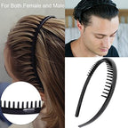 8 PCS Fashion Effortless Plastic Headbands with Teeth Comb Black Skinny Headbands No Slip Hair Accessories Bands for Women Men Teen Girls, Bright Black
