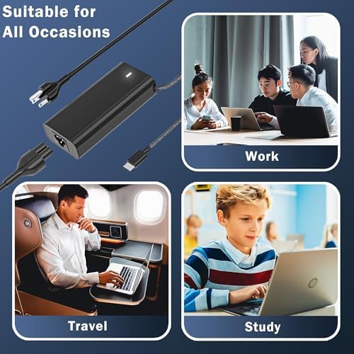2025 New Slim Replacement for 65W Dell Laptop Charger USB C for Dell Latitude 3340 3440 3540 5340 5440 5540 7340 7440 7640 9440 2in1 XPS 13 9350 9360 9365-2in1 9370 9380 XPS 12 9250 Type C Power Cord