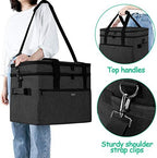 YARWO Large Slow Cooker Travel Bag Compatible with Crock-Pot/Hamilton Beach 8-10 Quart, Double Layers Slow Cooker Carrier Case for Kitchen Appliance and Accessories, Upgraded Version, Black (Bag Only)