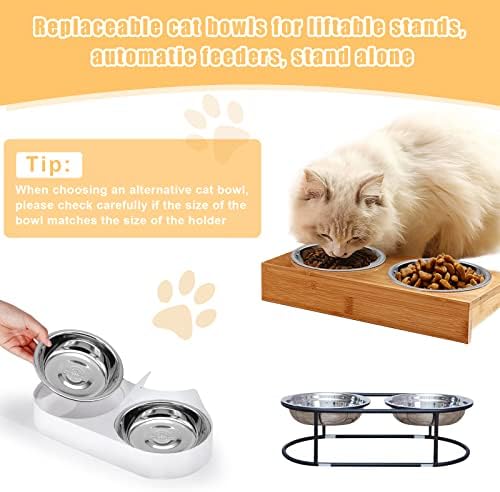 5 PCS Cat Bowls Whisker Friendly, Shallow Wide Flat Cat Food Bowls Stainless Steel,Metal Cat Dishes Whisker Fatigue Relief,Replacement Basic Cat Plates for Elevated Stand,Dishwasher Safe…