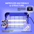 COKIT Indoor Electric Bug Zapper Powerful 20W Fly Insect Killer for Home Restaurants Kitchen Garden Including 2 Pack Replacement Bulbs, Half Pack Grid (with Bug Collection Tray)