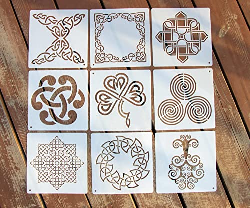 NEGLEX Celtic Knot Stencils, Traditional Irish Designs, 6 X 6 Inch Reusable Mylar Stencil for DIY Crafts and Decorations, Celtic Stencil for Painting On Wood, Fabric, Walls, and More 20PCS