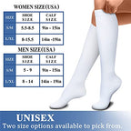 CHARMKING Compression Socks for Women & Men (8 Pairs) 15-20 mmHg Graduated Copper Support Socks are Best for Pregnant, Nurses - Boost Performance, Circulation, Knee High & Wide Calf (S/M, White)