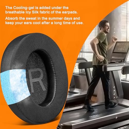 SOULWIT Cooling Gel Earpads Replacement for Anker Soundcore Space Q45 Headphones, Ear Pads Cushions with Ice Silk Fabric, High-Density Noise Isolation Foam - Black