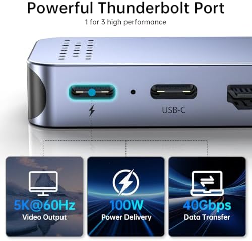USB C Hub Adapter for MacBook, Mac Adapter Multiport 8 in 2 USB-C Hub with HDMI 4K, Thunderbolt 3 Port, USB C&A Data Ports, USB-C to SD/TF Card Slot, Accessories for MacBook Pro Air M3 M2 M1 2024-2018