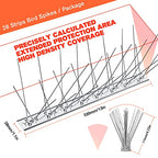 WELLUCK Bird Spikes for Small Birds Pigeons, 30 Feet (28 Strips) Fence Spike, Nest Prevention Bird Off Spike Repellent, Anti Bird Spike Stainless Steel, Smooth Polishing Harmless Deterrent