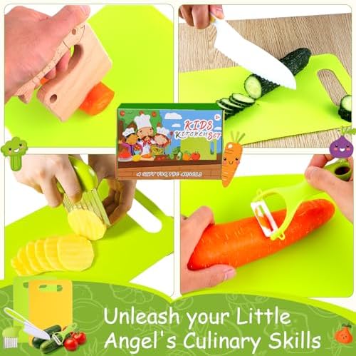 Kids Montessori Cooking Kitchen Toys and Toddler Knife Set - 30Pcs Kids Knifes for Real Cooking and Baking Accessories ,Toddlers Kitchen Tools Ages 3-10 Kids Birthday (30 PCS)