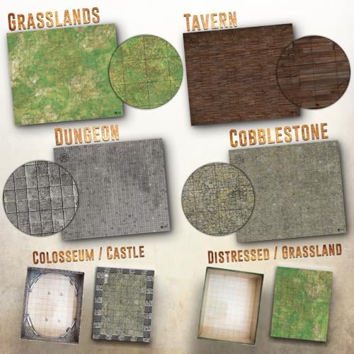 Melee Mats DND Map Starter Kit for Dungeons & Dragons Game - 22” x 26" Double Sided, Wet/Dry Erase Battle Terrain Grid - Ultimate Tabletop Board Gaming Experience with Accessories