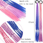 Gradual Change Children Ponytail Hairpieces Extensions,Braided Colored HairHair Accessories for Girls,Rainbow Braided Hairpieces Synthetic Braids Crazy Hair Day Accessories