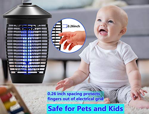 Outdoor & Indoor Waterproof Insect Repellent - Flying Bug Trap, 20W / 4000V Electric Mosquito Killer (3 Blubs) - for Backyard, Yard, Home