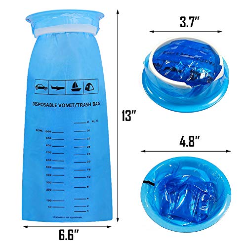ATDAWN 50 Pack Emesis Bag, Disposable Vomit Bags, Aircraft & Car Sickness Bag, Nausea Bags for Travel Motion Sickness (Blue)