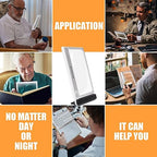 JMH Large Magnifying Glass with Light, 5X Folding Full-Page Lighted Magnifier 48LED Cold and Warm Light with 3 Modes, Folding Handheld and standing Illuminated Magnifier for Seniors Low Vision Reading