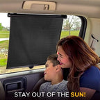 EcoNour Car Side Window Sun Shade (2 Pack) | Retractable Car Roller Sunshade for Kids | Baby Car Window Shades for UV and Sun Glare Protection | Baby Car Travel Accessories (15"x17")